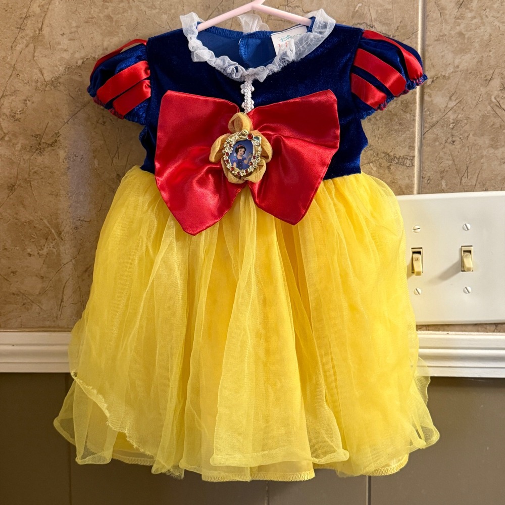 Disney Baby Snow White Costume Dress Infant Toddler‎ Dress Up Cosplay Sz 12-18 M